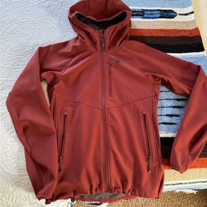 Outdoor Research woman’s Hooded Softshell Jacket in Rust
